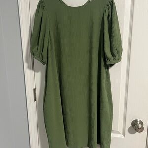 Green Puff Sleeve Dress